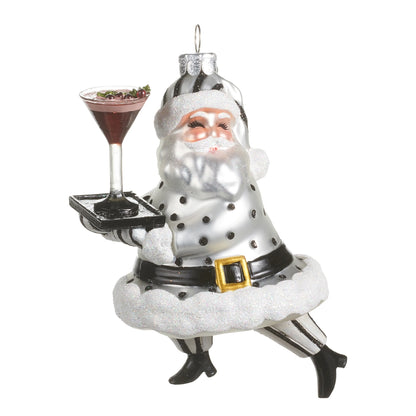 4.25" Espresso Service Santa Ornament