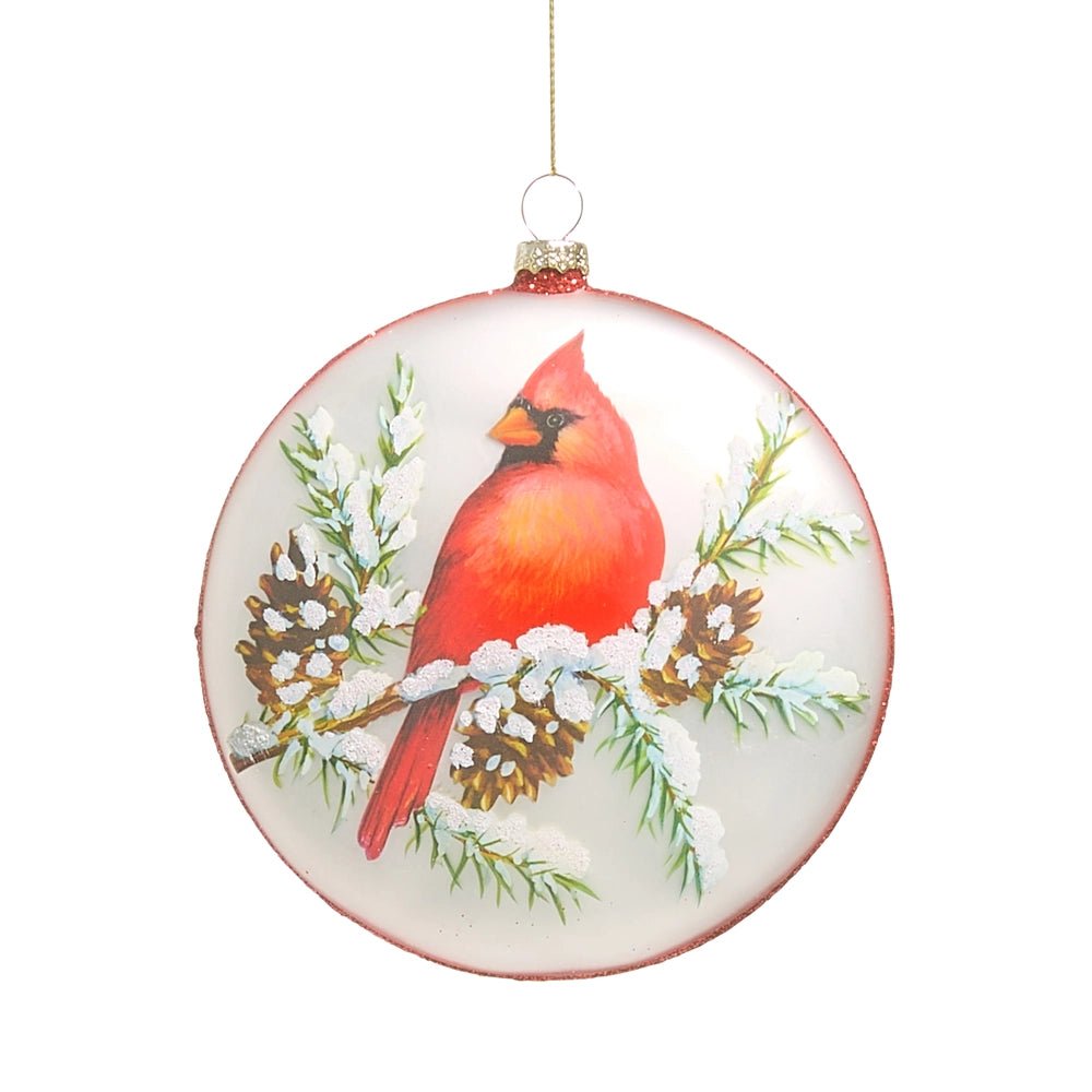 4.75" Cardinal Disc Ornament - RAZ - Nifty Decor & More