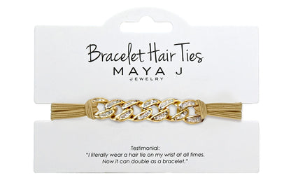 Crystal Bracelet Hair Tie ✨ | 2-in-1 Hair Tie Bracelet | Rhinestone Hair Tie | Gold Chain Hair Elastic | Stylish Wrist Hair Tie | Fashion Hair Accessory Crystal Cuban Link Black
