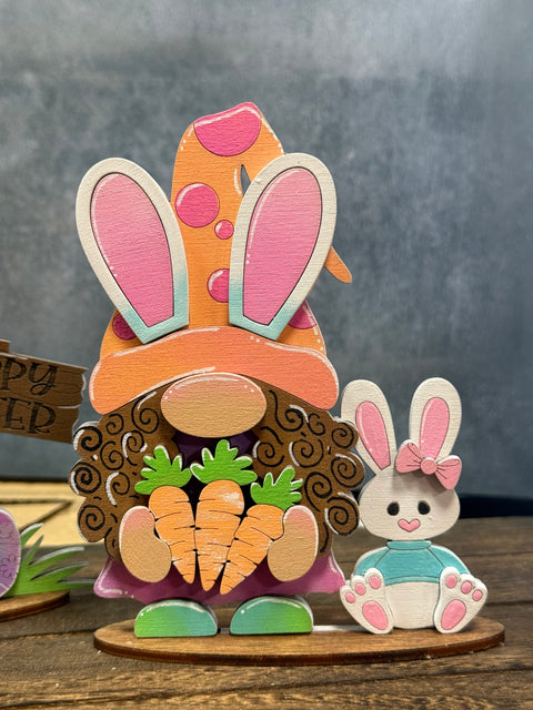 Easter Gnome Friends Shelf Sitter | Cute Spring Decor | Handcrafted Gnomes for Home | Perfect Gift for Easter Celebration