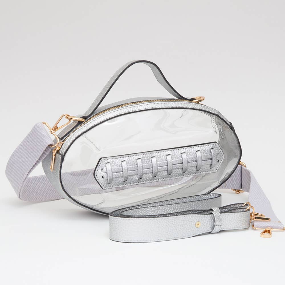 Football Shaped Customizable Football Shaped Stadium Bags Silver