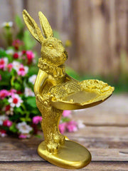 European Retro Rabbit Figurine, Vintage Resin Bunny Art Decor, Collectible Animal Sculpture for Home & Garden table decor