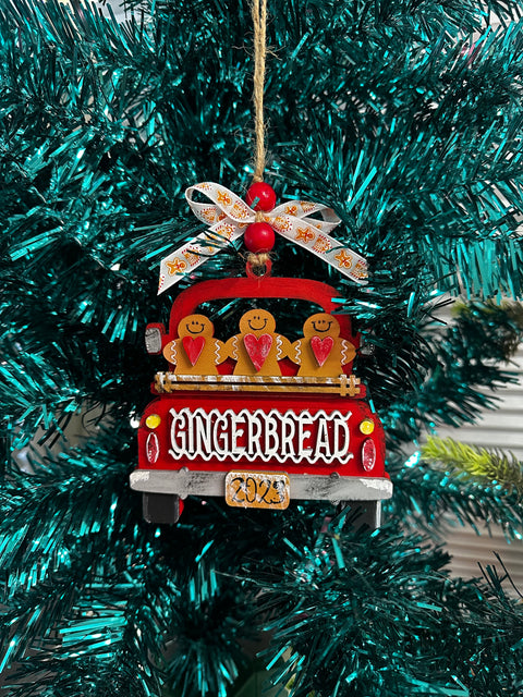 Truck Ornament Gift Card Holder Christmas Ornament Gingerbread  