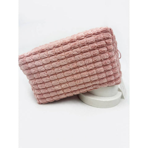 Soft Puff Textured Cosmetic Bag, Lightweight Makeup Organizer Pouch for Travel & Daily Use, Perfect Gift for Beauty Lovers Cosmetic Bag PINK