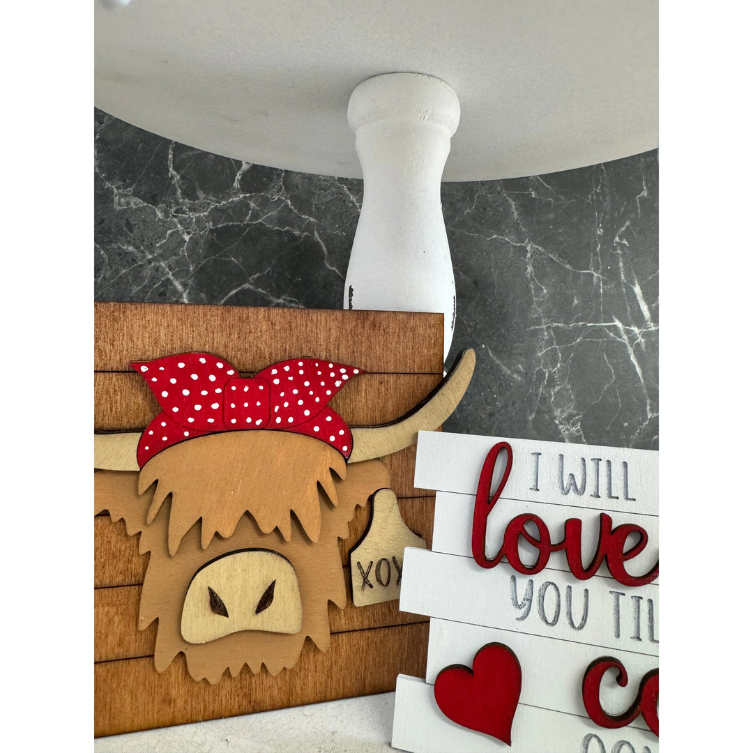 Highland Cow Valentine Tiered Tray Tiered Tray   