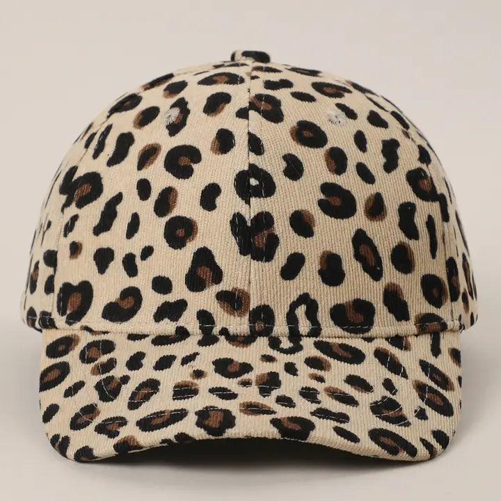 Leopard Print Ribbed Baseball Cap