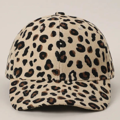 Leopard Print Ribbed Baseball Cap