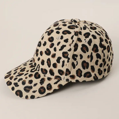 Leopard Print Ribbed Baseball Cap