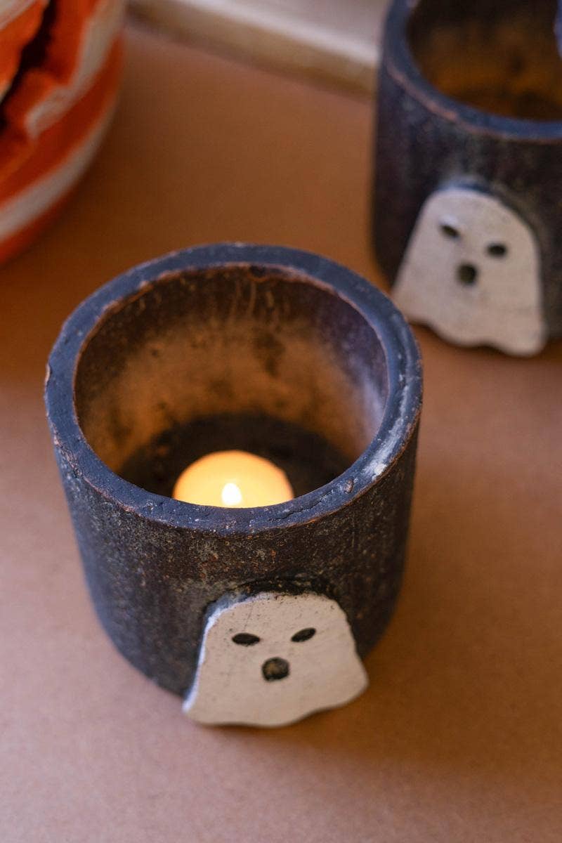 Halloween Ghost Clay Candle holder