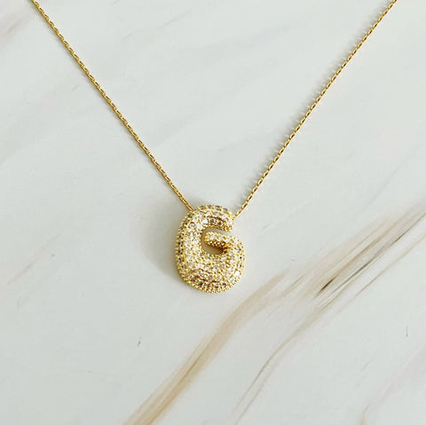 Crystal Bubble Initial Necklace, Sparkling Preppy Charm Necklace, Trendy Accessory for Women, Gift Idea Accessories G