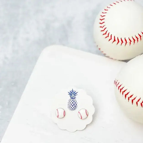 Baseball Enamel Stud Earrings