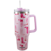 Light Pink Western Boots Tumbler Cup, Stylish Insulated Drinkware with Handle for Everyday Use, Fun Gift for Western Lovers Tumbler