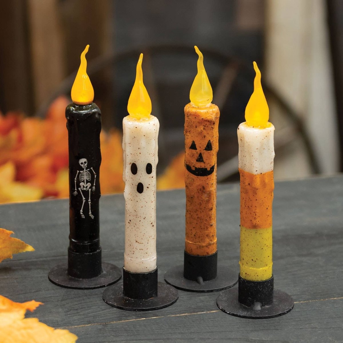4/Set, Flicker Halloween Timer Tapers - Nifty Decor & More