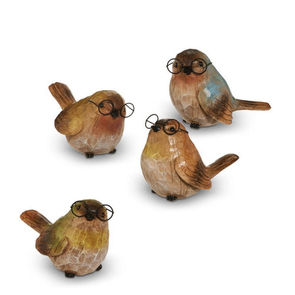 5" Carved Birds with Glasses - Nifty Decor & More
