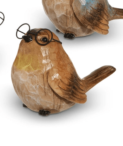 5" Carved Birds with Glasses - Nifty Decor & More