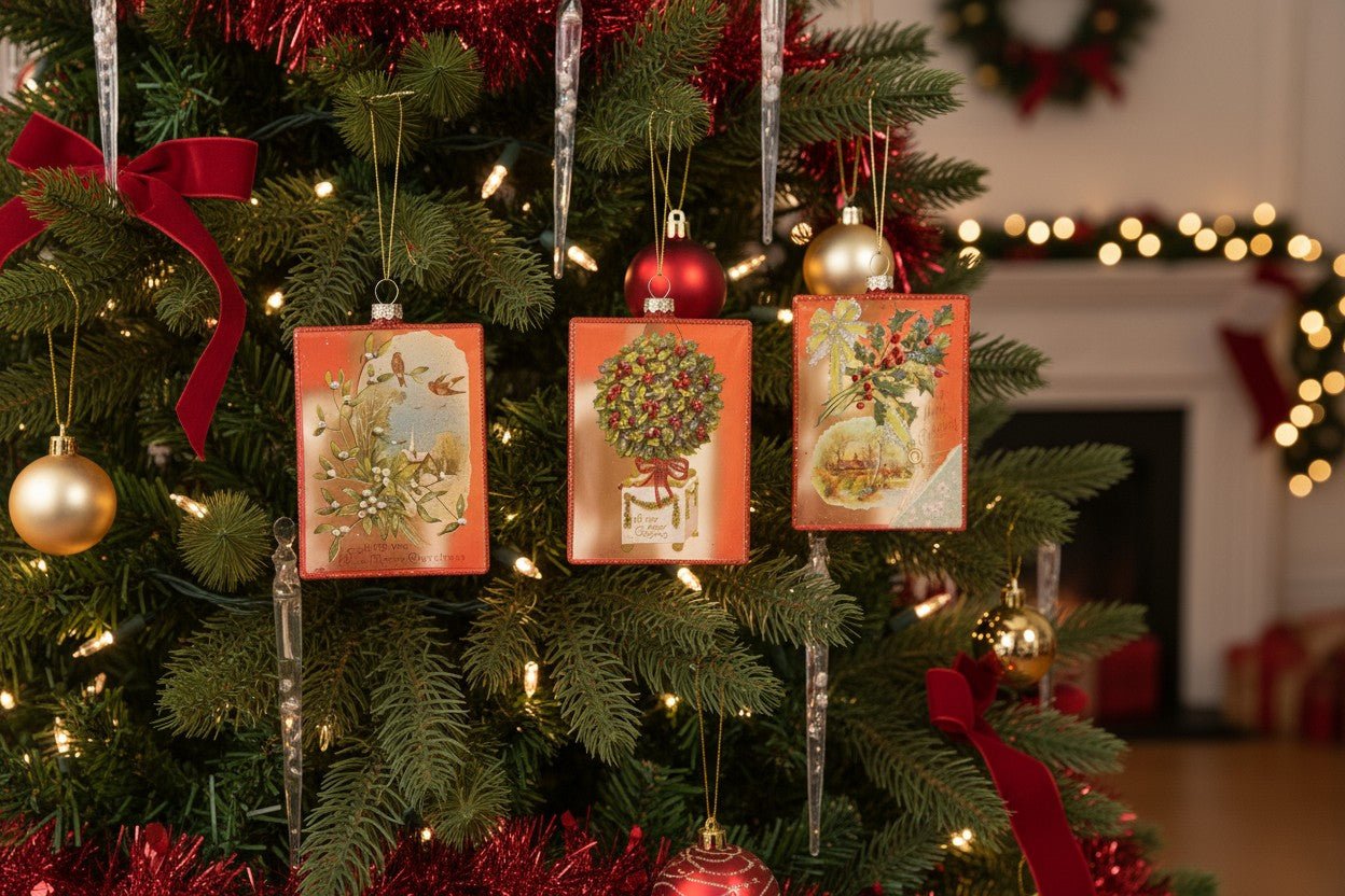 5" Holly Topiary Rectangle Ornament Christmas Ornament