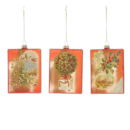 5" Holly Topiary Rectangle Ornament Christmas Ornament