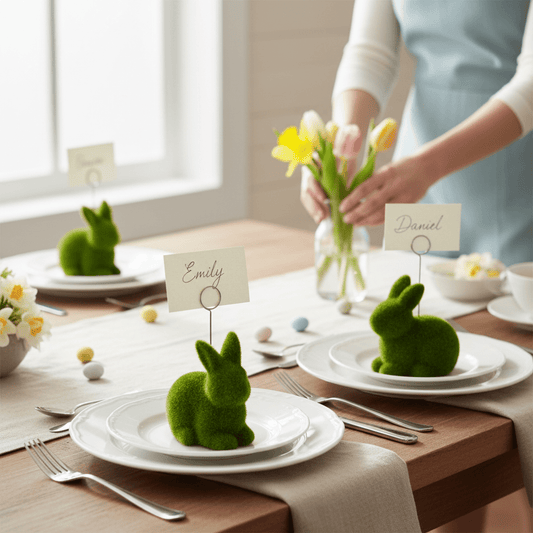 5” Moss Thinking Rabbit place card holders - Set - Nifty Decor & More