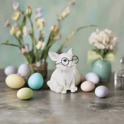 5" Pig with Glasses animal figurine Sitting