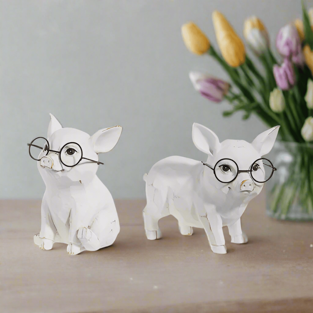 5" Pig with Glasses animal figurine