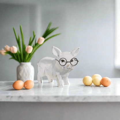 5" Pig with Glasses - Nifty Decor & More