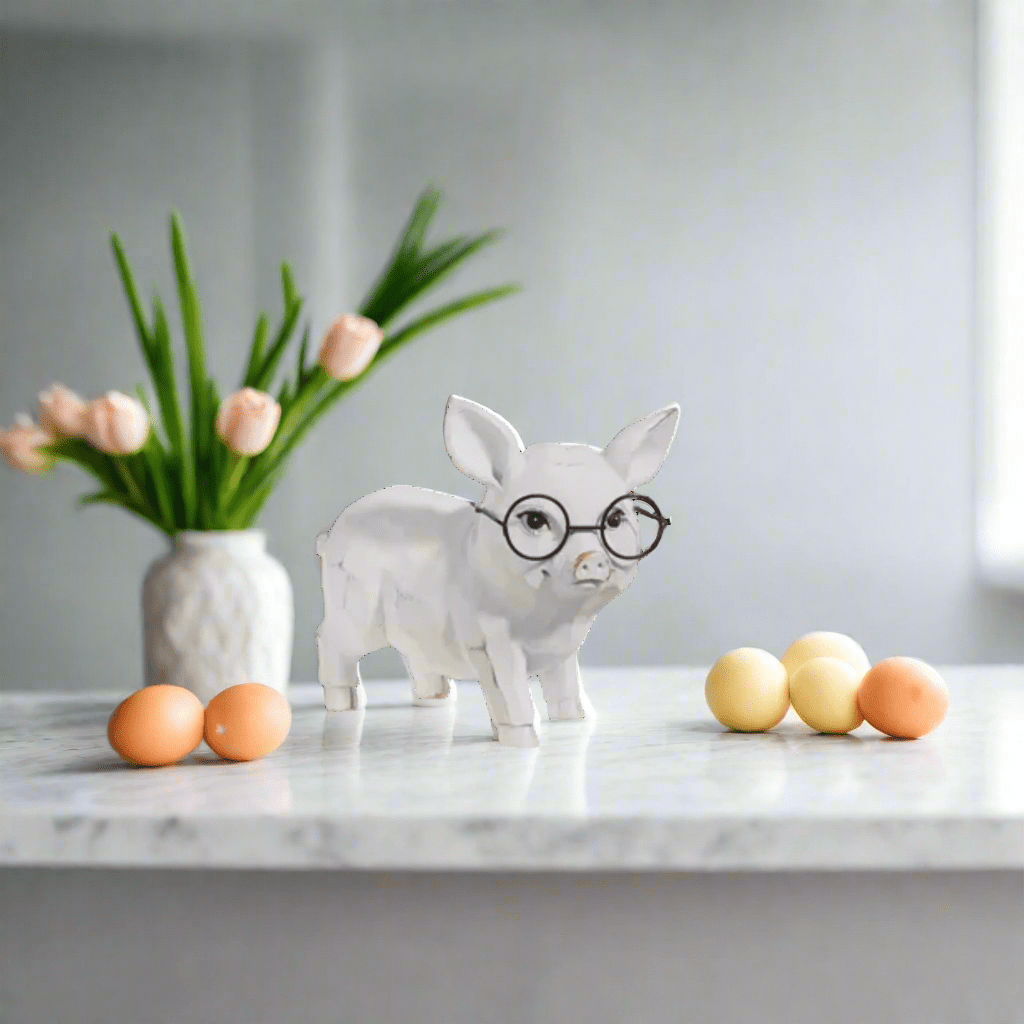 5" Pig with Glasses animal figurine Standing