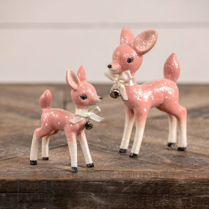 5" Pink Retro Deer Christmas Figurine