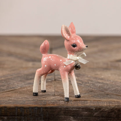 5" Pink Retro Deer Christmas Figurine