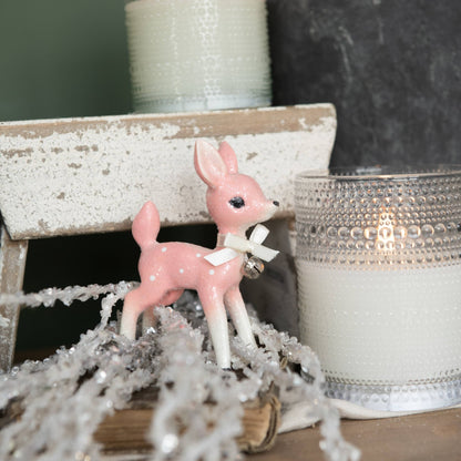 5" Pink Retro Deer Christmas Figurine