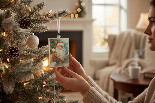 5" Santa Wishes Rectangle Ornament - RAZ Christmas Ornament