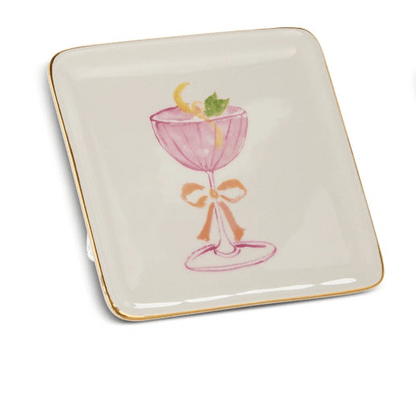 5" Summer Cocktail Ceramic Appetizer Plates - Individually Sold Hand - Painted Plate - Nifty Decor & More