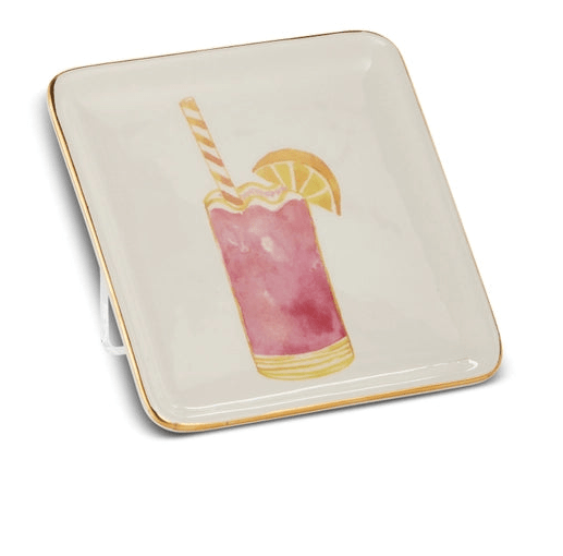 5" Summer Cocktail Ceramic Appetizer Plates - Individually Sold Hand - Painted Plate - Nifty Decor & More