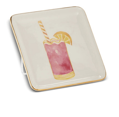5" Summer Cocktail Ceramic Appetizer Plates - Individually Sold Hand - Painted Plate - Nifty Decor & More