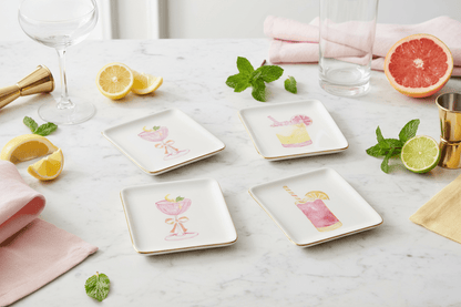5" Summer Cocktail Ceramic Appetizer Plates - Individually Sold Hand - Painted Plate - Nifty Decor & More