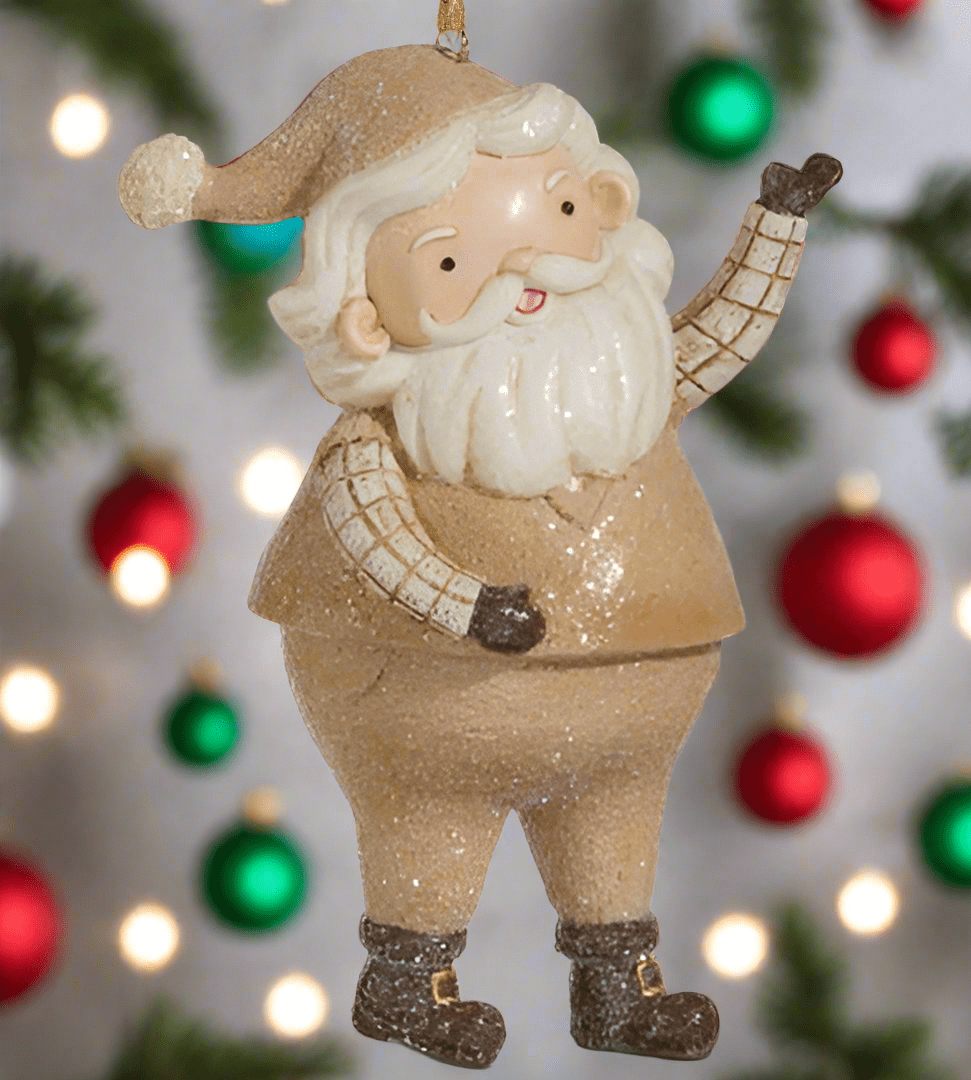 5" Whimsical Resin Santa Ornament - Hand - Painted Folk Art Christmas Decor by Betsey Cavallo - Nifty Decor & More