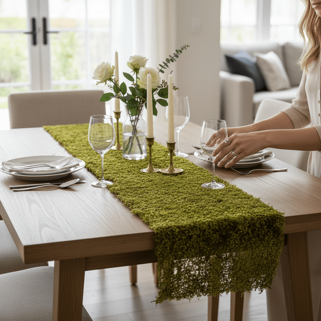 5' Yellow Moss Table Runner - Nifty Decor & More