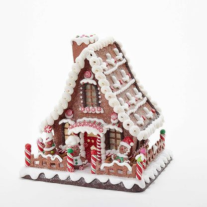 10"B/O CLAYDGH LED GINGERBREAD HOUSE TABLETOP