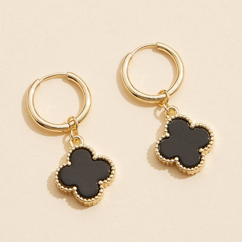 Flower Shape Shell Charm Hoop Earrings