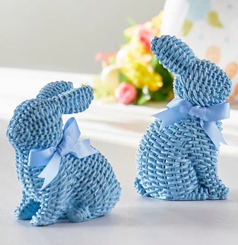 5.25" Blue Woven Bunny (set of 2) - Nifty Decor & More