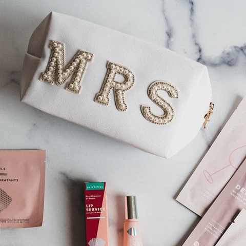 Mrs. Bridal Beauty Cosmetics Pouch - Makeup Bag for Brides