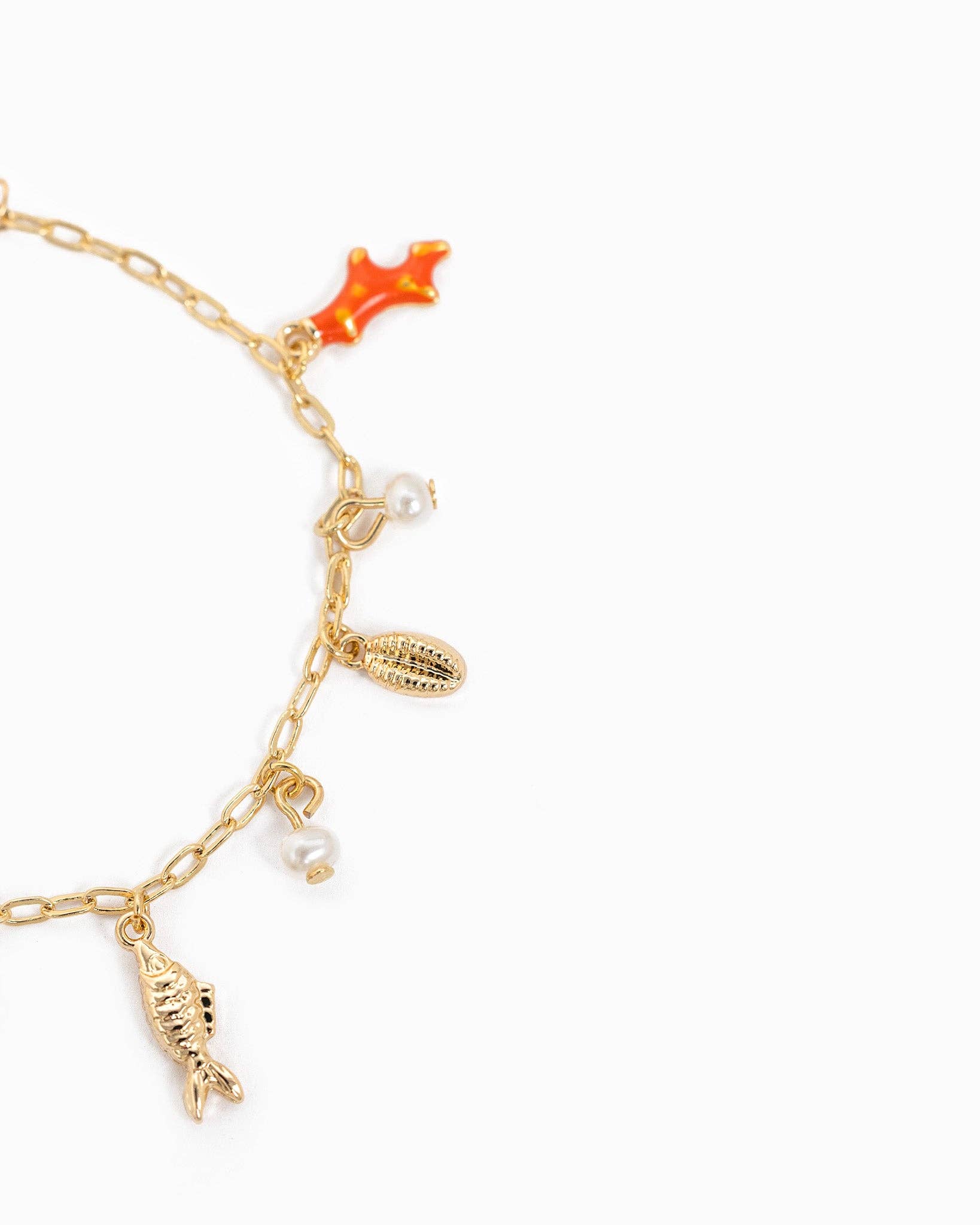Sea Life Acrylic Color Charm Bracelet, Fun & Colorful Ocean Theme Jewelry, Ideal Summer Outfit Accent Gift Charm bracelet