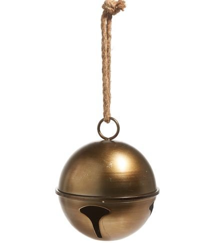 5.5" Antique Gold Metal Jingle Bell Tree Ornament - Rustic Christmas Greenery Accent - Nifty Decor & More