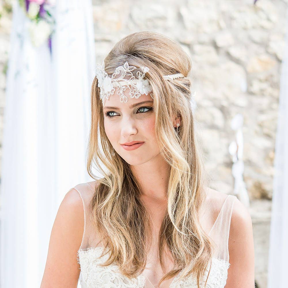 Ivory Embroidered Appliqué Bridal Garter Attire