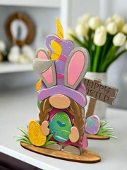 Easter Gnome Friends Shelf Sitter | Cute Spring Decor | Handcrafted Gnomes for Home | Perfect Gift for Easter Celebration