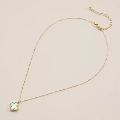 Shell Charm Pendant Necklace with Gold Chain Light Green
