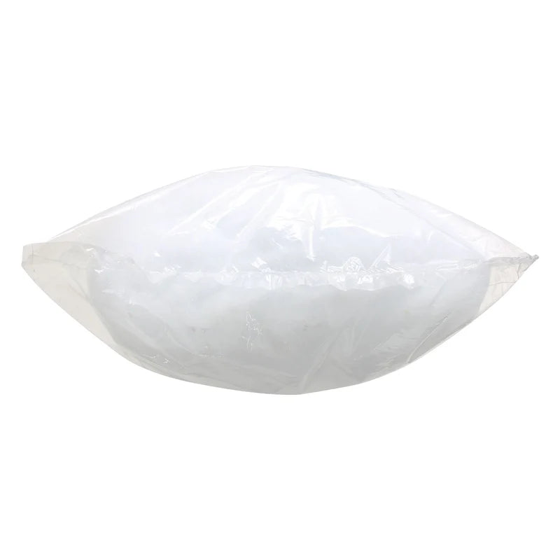 A white, semi-translucent pillow or cushion filled with soft white material, 