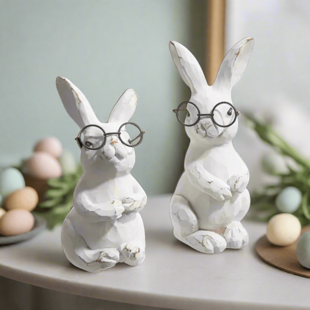 5.75" - Bunnies with Glasses - Nifty Decor & More