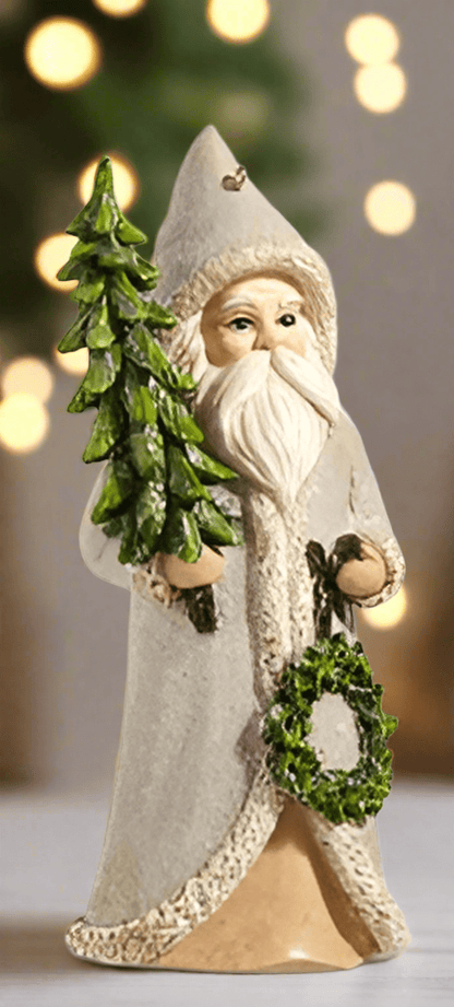 5.75" Natural Santa Ornament by Haley Bush - Choice of 3 Styles: Wreath, Star, or Tree - Nifty Decor & More