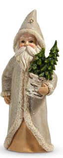 5.75" Natural Santa with Tree Ornament Christmas Ornament Tree