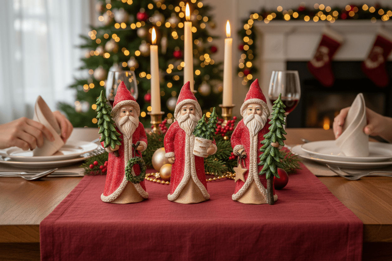 5.75" Red Santa with Trees - Nifty Decor & More